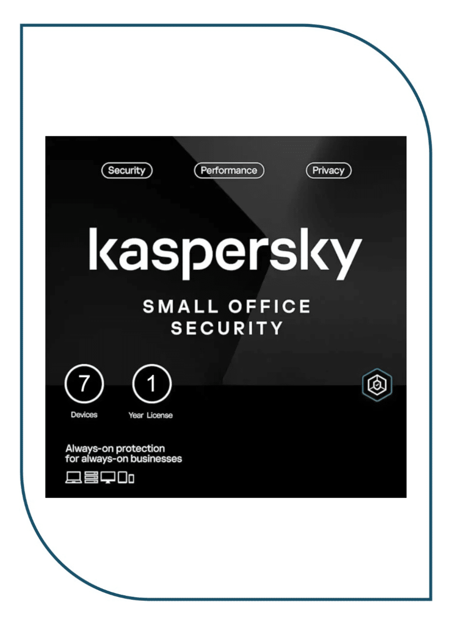 Kaspersky Small Office Security for Desktops, Mobiles and File Servers Middle East Edition. 7-Mobile device; 7-Desktop; 1-FileServer; 7-User 1 year Base Download Pack KL4541IDGFS