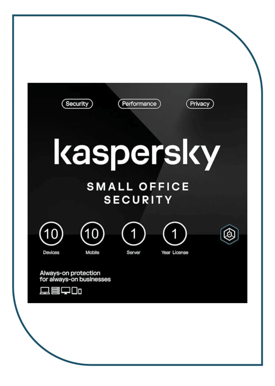 Kaspersky Small Office Security for Desktops, Mobiles and File Servers Middle East Edition. 10-Mobile device; 10-Desktop; 1-FileServer; 10-User 1 year Base Download Pack KL4541IDKFS