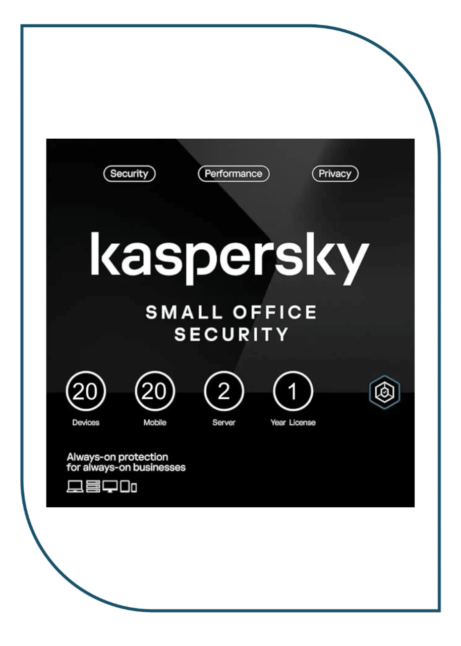 Kaspersky Small Office Security for Desktops, Mobiles and File Servers Middle East Edition. 20-Mobile device; 20-Desktop; 2-FileServer; 20-User 1 year Base Download Pack KL4541IDNFS