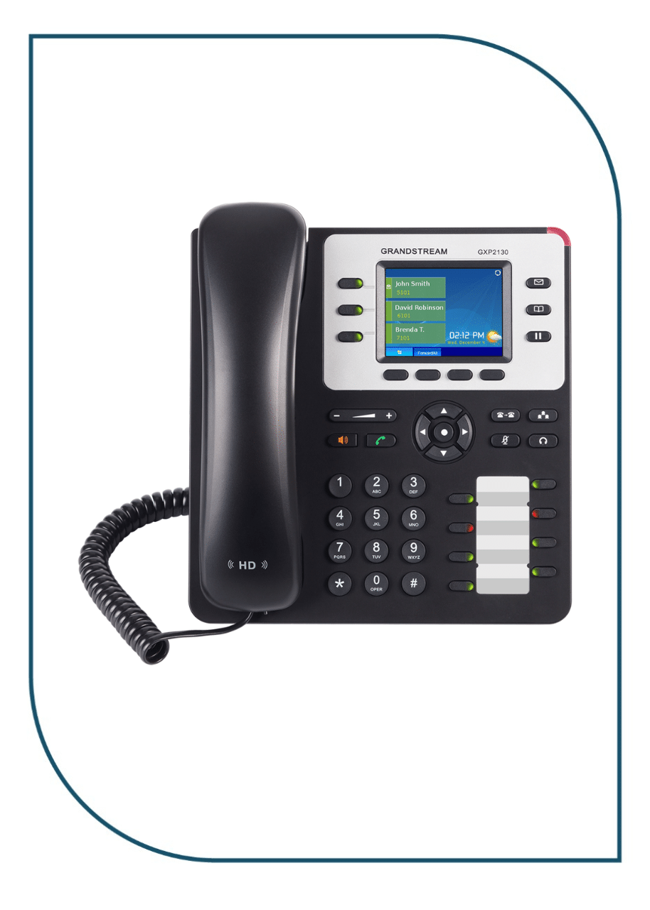 Grandstream (GXP2130) high-End IP Phone, 3 SIP accounts, 3 lines, 2x GbE PoE, 320x240 (2.8") color LCD, 8 BLF keys, 12V/0.5A PSU GXP2130