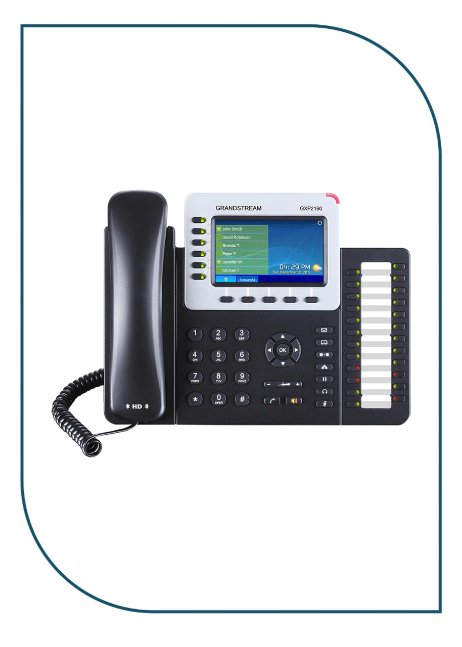 Grandstream (GXP2160) High-End IP Phone, 6 SIP accounts, 6 lines, 2x GbE PoE, 480x272 (4.3'') color LCD, 24 BLF keys, 12V/1A PSU GXP2160