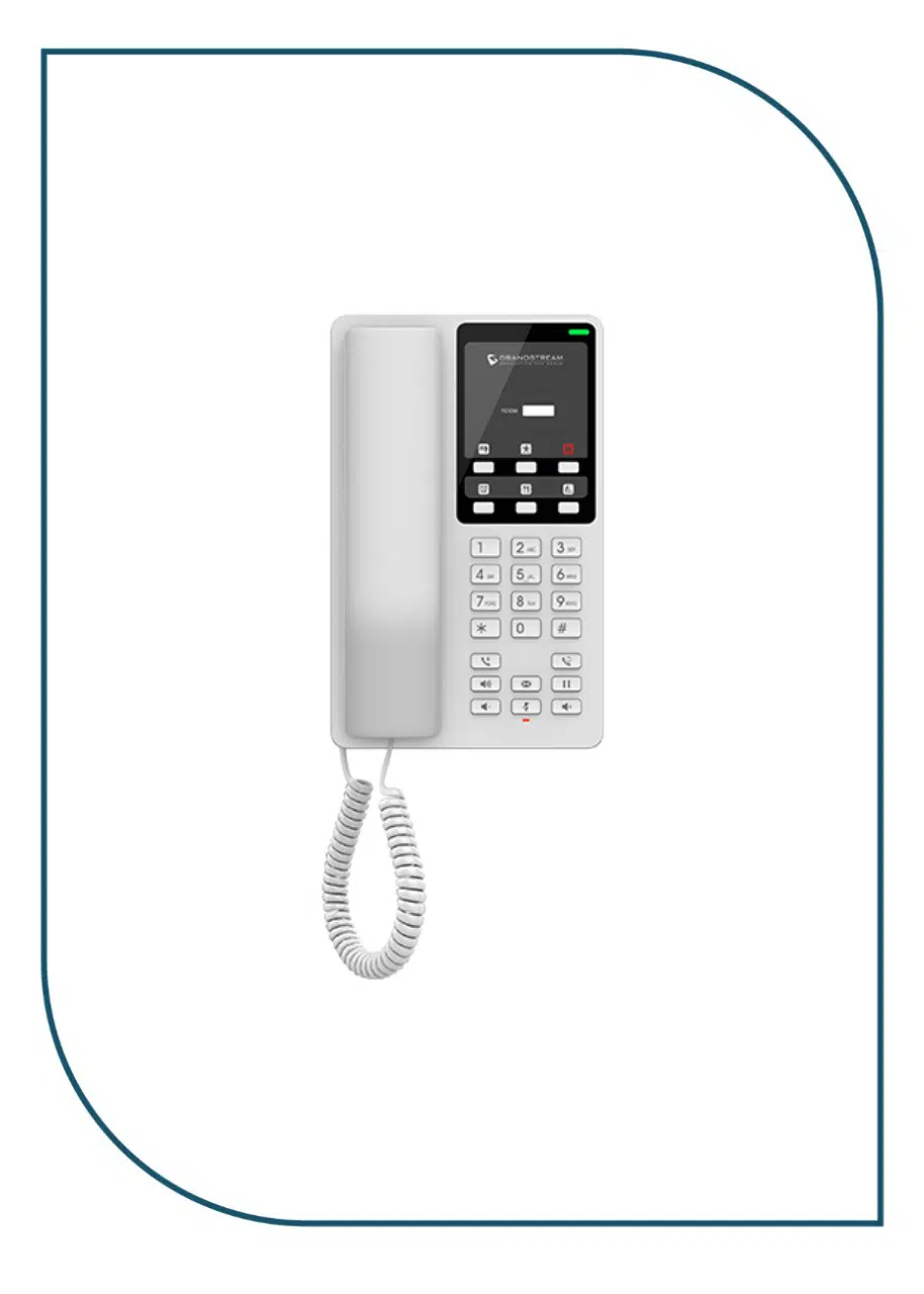 Grandstream GHP620W Hotel Table IP Phone, 2 SIP accounts, 2 lines, 1x Ethernet 10/100 no PoE, Wi-Fi, no LCD, 12V/0.5A PSU, White GHP620W