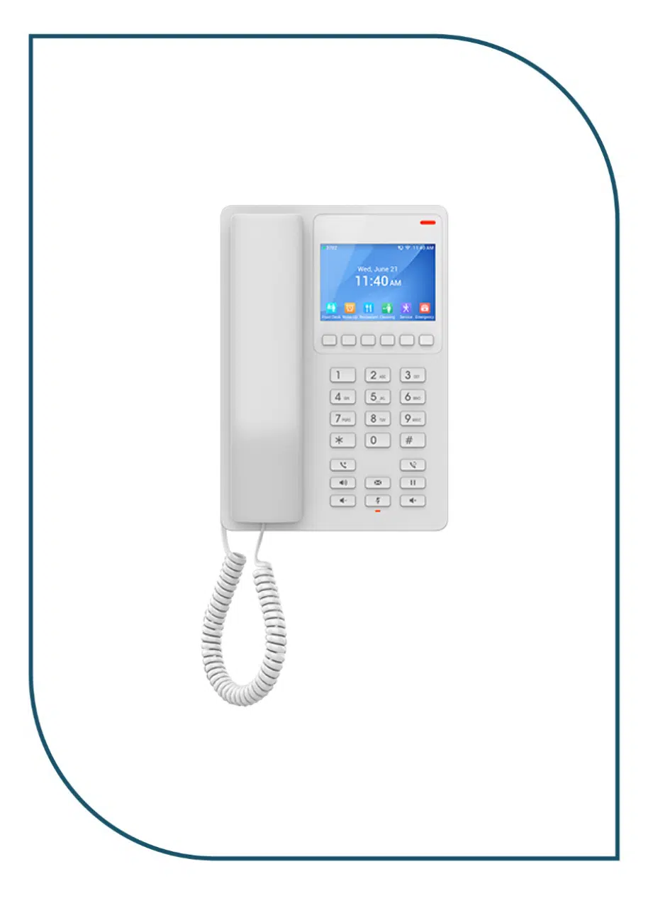 Grandstream GHP630W Compact Hotel IP Phone, 2 SIP accounts, 2 lines, 1x Ethernet 10/100 PoE, Wi-Fi, 480x320 (3.5") Color LCD, 12V/0.5A PSU, White GHP630W