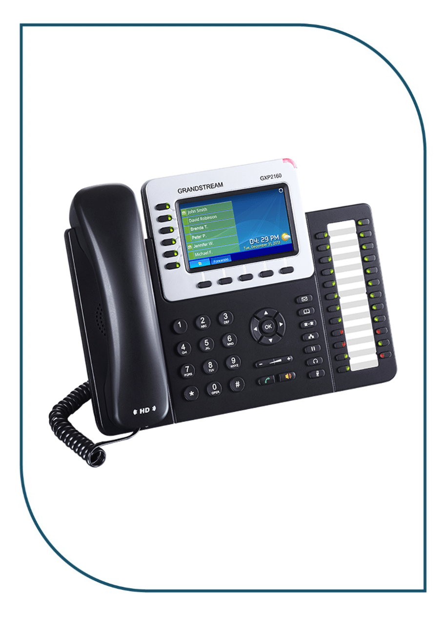 Grandstream (GXP2160) High-End IP Phone, 6 SIP accounts, 6 lines, 2x GbE PoE, 480x272 (4.3'') color LCD, 24 BLF keys, 12V/1A PSU GXP2160