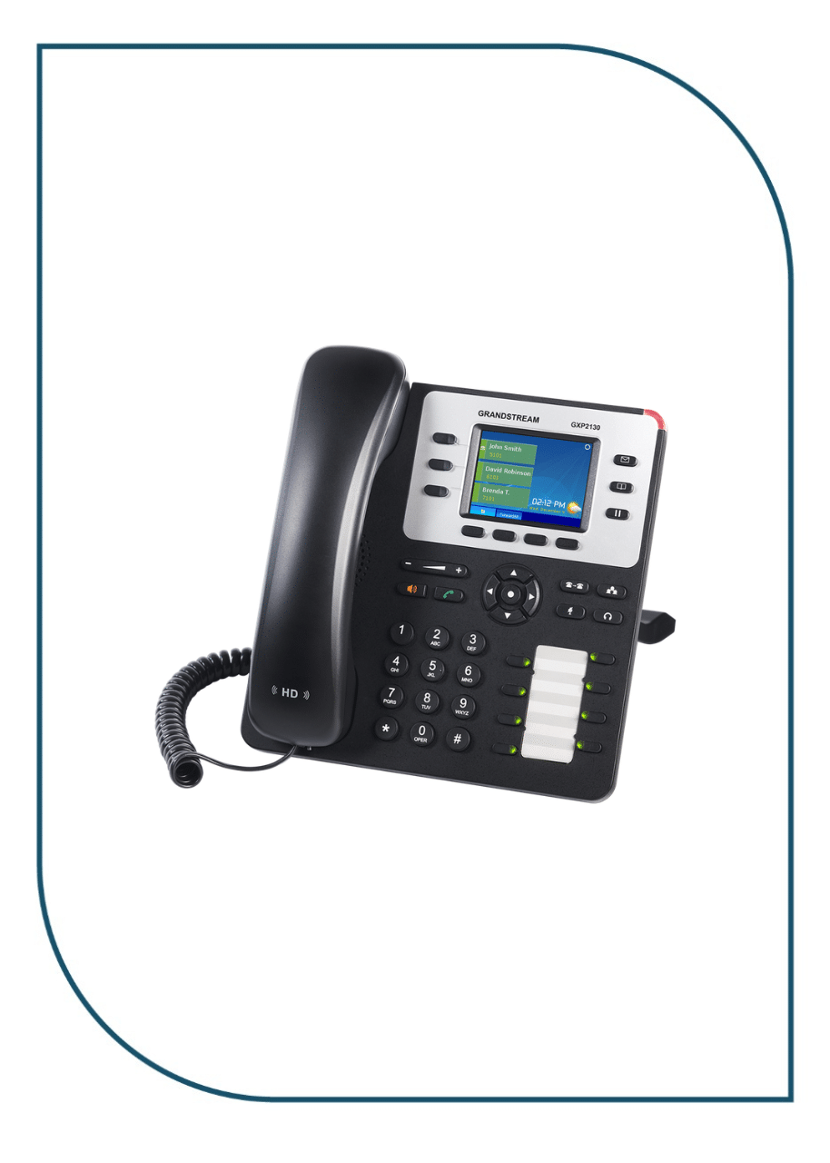 Grandstream (GXP2130) high-End IP Phone, 3 SIP accounts, 3 lines, 2x GbE PoE, 320x240 (2.8") color LCD, 8 BLF keys, 12V/0.5A PSU GXP2130