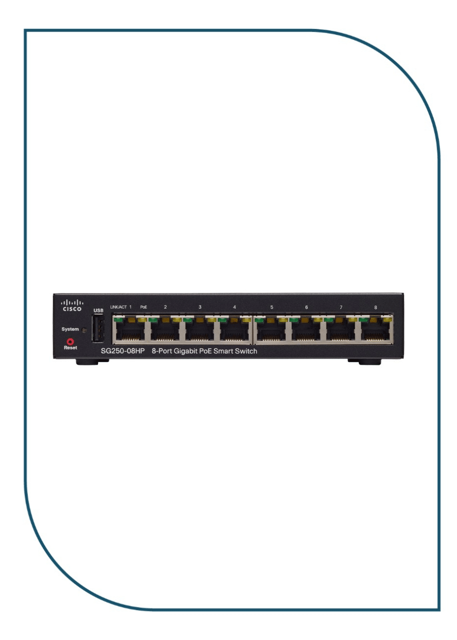 Cisco (SG250-08HP-K9-EU) 8-port Gigabit Smart Managed PoE+ Switch SG250-08HP-K9-EU