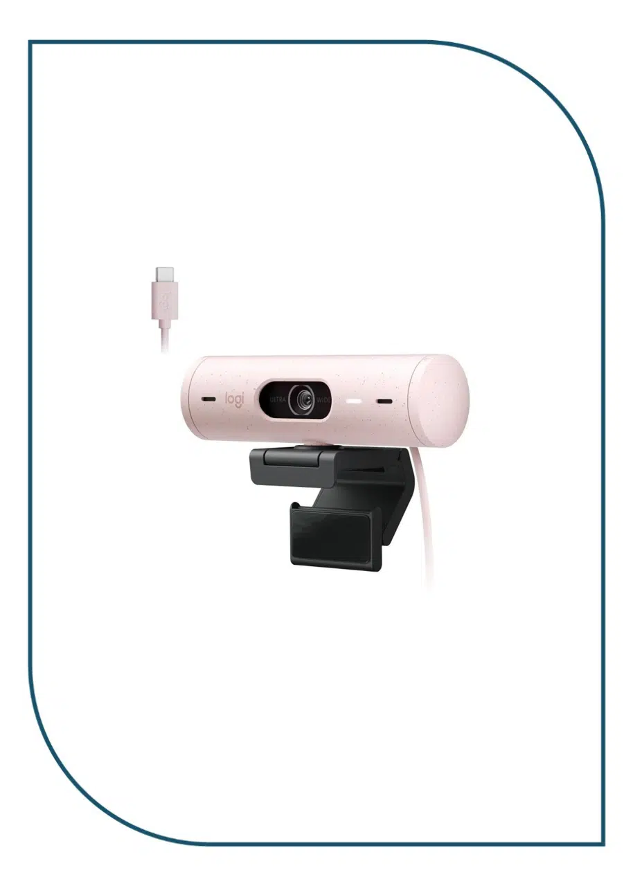 Logitech Brio 500 Full HD 1080p Webcam with Auto-Framing & Show Mode – Rose – USB-C Logitech Brio 500