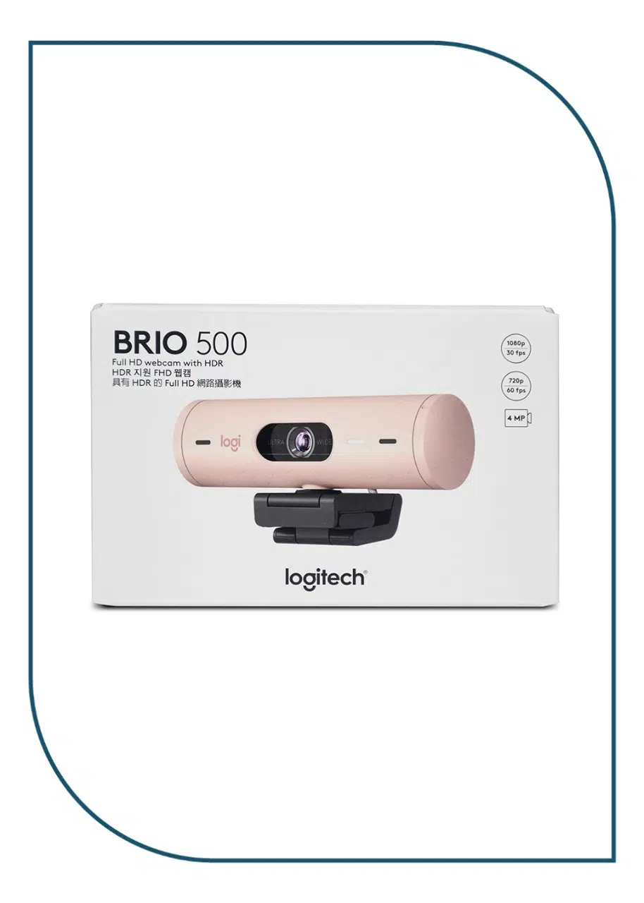 Logitech Brio 500 Full HD 1080p Webcam with Auto-Framing & Show Mode – Rose – USB-C Logitech Brio 500